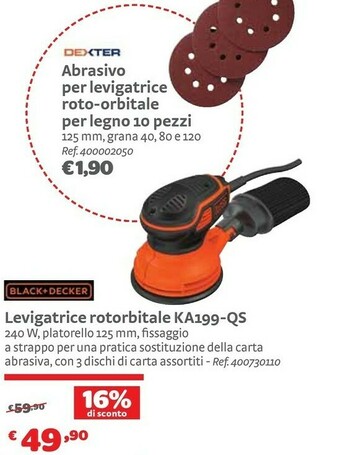 Bricocenter Black & Decker Levigatrice Lerotorbitale Ka199-qs offerta
