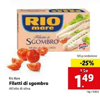 Lidl Rio Mare Filetti Di Sgombro All'olio Di Oliva offerta