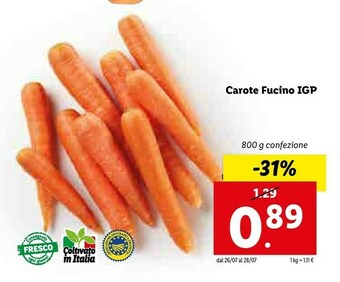 Lidl Carote Fucino Igp offerta