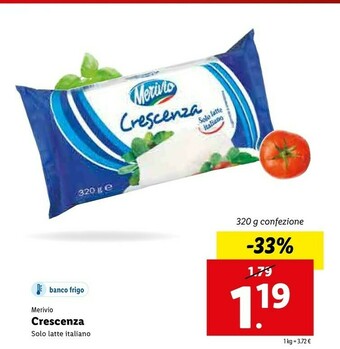 Lidl Merivio Crescenza Solo Latte Italiano 320 G offerta