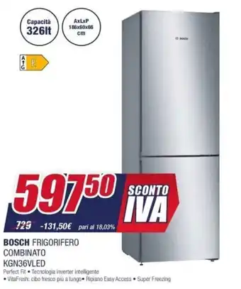 Trony Bosch Frigorifero combinato KGN36VLED offerta