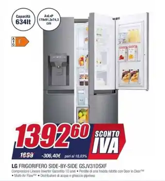 Trony LG Frigorifero Side-by-Side GSJV31DSXF offerta
