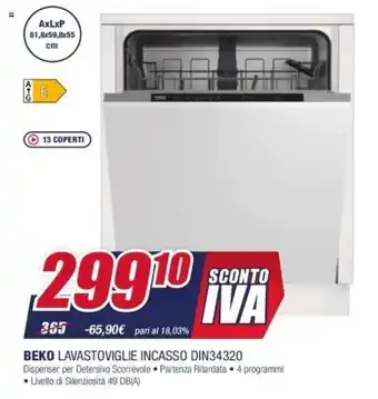 Trony Beko Lavastoviglie Incasso DIN34320 offerta