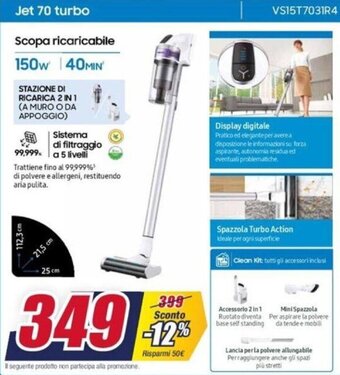 Trony Samsung Jet 70 turbo VS15T7031R4 offerta