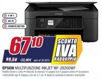 Trony Epson Multifunzione Inkjet WF-2820DWF offerta