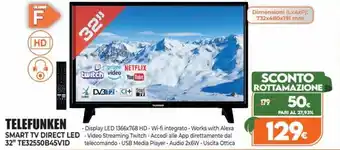 Iperal Telefunken Smart TV Direct LED 32" TE32550B45V1D offerta