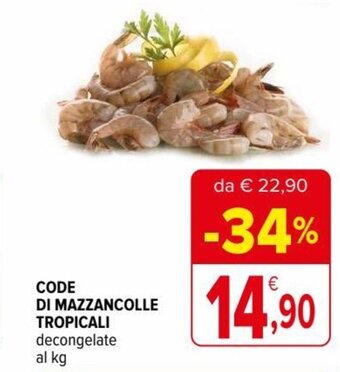 Iperal Code di mazzancolle Tropicali decongelate al kg offerta