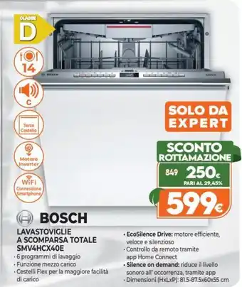 Iperal Bosch Lavastoviglie a Scomparsa Totale SMV4HCX40E offerta