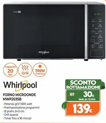 Whirlpool Forno Microonde MWP203SB