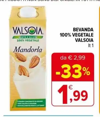 Iperal Valsoia Bevanda 100% Vegetale 1 lt offerta