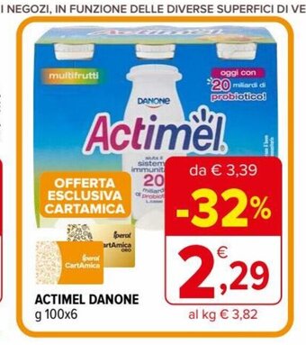 Iperal Danone Actimel 100 g x 6 offerta