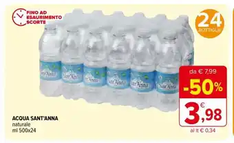 Iperal Acqua Sant'Anna naturale 500 ml x 24 offerta