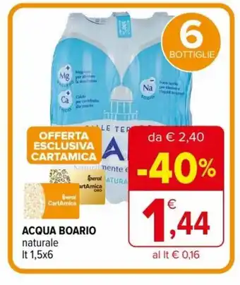 Iperal Acqua Boario naturale 1,5 lt x 6 offerta