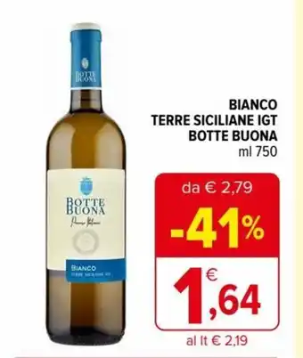Iperal Botte Buona Bianco Terre Siciliane IGT 750 ml offerta
