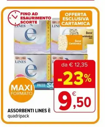 Iperal Assorbenti Lines É quadripack offerta