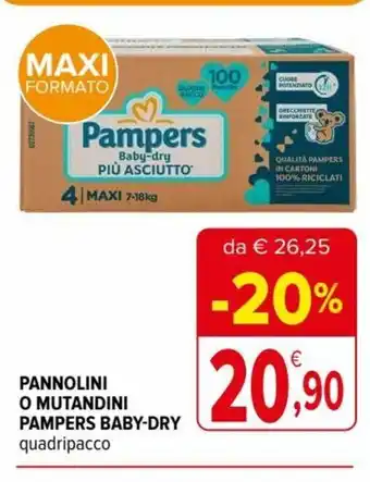 Iperal Pampers Pannolini O Mutandini Baby - Dry quadripacco offerta