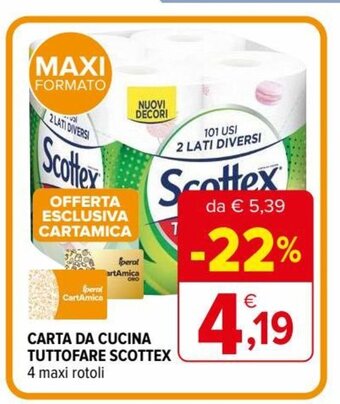 Iperal Scottex Carta Da Cucina Tuttofare 4 maxi rotoli offerta
