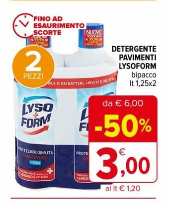 Lysoform Detergente Pavimenti bipacco 1,25 lt x 2