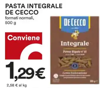 Coop De Cecco Pasta Integrale Formati Normali 500 g offerta