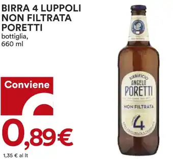 Coop Poretti Birra 4 Luppoli Non Filtrata Bottiglia 660 ml offerta