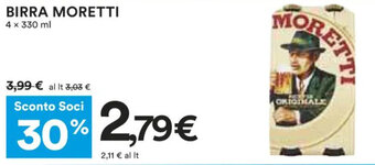 Coop Moretti Birra 4 x 330 ml offerta
