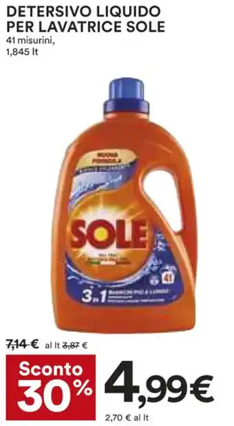 Coop Sole Detersivo Liquido Per Lavatrice 41 Misurini, 1,845 lt offerta