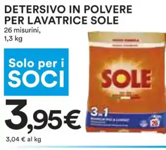 Coop Sole Detersivo In Polvere Per Lavatrice 26 Misurini, 1,3 kg offerta