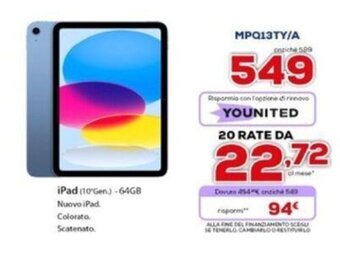Euronics iPad (10°Gen) 64GB offerta