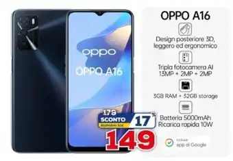 Euronics Oppo A16 offerta