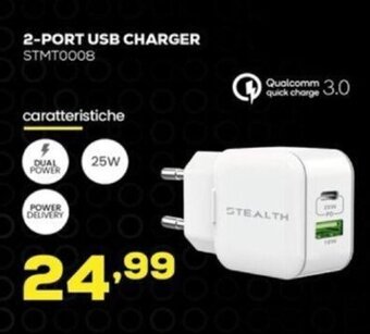 Euronics Stealth 2-Port USB Charger offerta