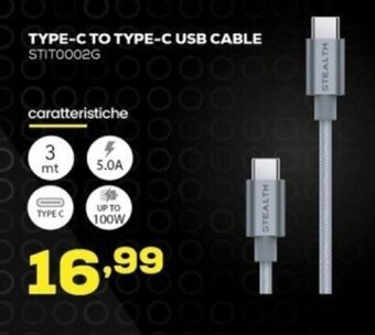 Euronics Stealth Type-C To Type-C USB Cable offerta