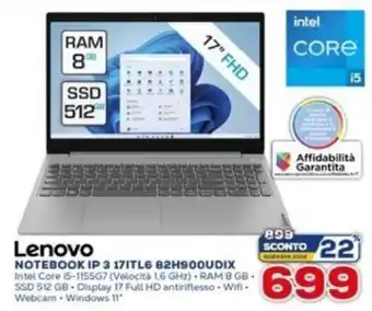 Euronics Lenovo Notebook IP 3 17ITL6 82H900UDIX offerta