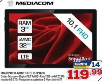Euronics Mediacom Smartpad 10 Azimut 3 Lite M-SP1AZ3L offerta