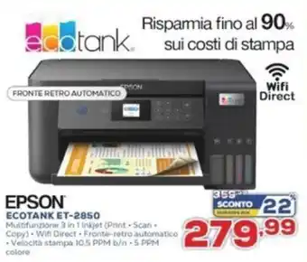 Euronics Epson Ecotank ET-2850 offerta