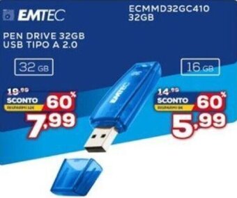 Euronics Emtec Pen Drive 32GB USB Tipo A 2.0 offerta