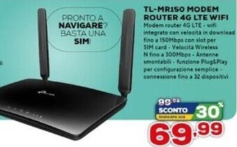 Euronics tp-link TL-MR150 Modem Router 4G LTE Wifi offerta