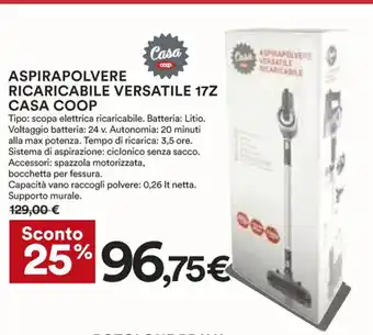 Coop Aspira Polvere Ricaricabile Versatile 17Z Casa Coop offerta