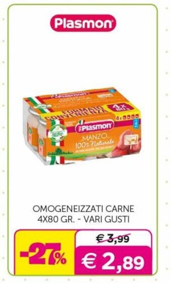 Plasmon Omogeneizzati Carne 4x80 Gr - Vari Gusti