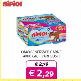 Universo Bimbo Nipiol Omogeneizzati Carne 4 x 80 gr vari gusti offerta