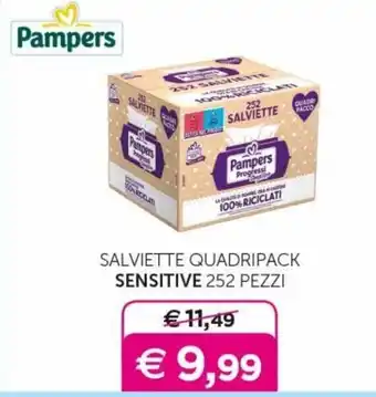 Universo Bimbo Pampers Salviette Quadripack Sensitive 252 pezzi offerta