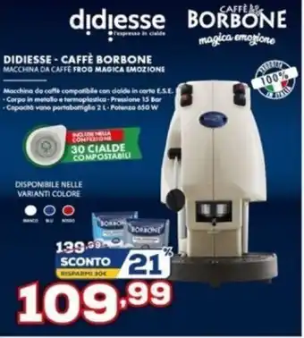 Euronics Didiesse Caffè & Borbone Macchina da Caffe Frog Magica Emozione offerta