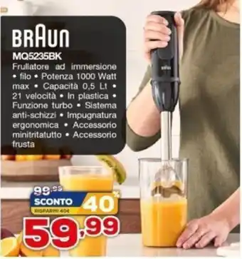 Euronics Braun MQ5235BK Frullatore ad immersione offerta