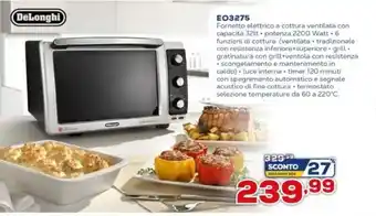 Euronics DeLonghi EO3275 Fornetto elettrico a cottura ventilata offerta