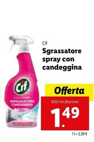 Lidl Cif Sgrassatore Spray Con Candeggina offerta