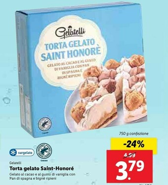 Lidl Gelatelli Torta Gelato Saint Honorè offerta