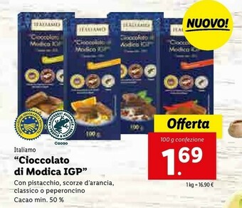 Lidl Italiamo Cioccolato Di Modica Fondente Con Scorze D'Arancia 100 G(ml) offerta