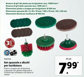 Lidl Parkside Set Spazzole E Dischi Per Lucidatura offerta