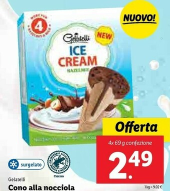 Lidl Gelatelli Cono Alla Nocciola offerta