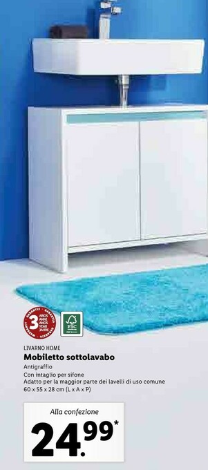 Lidl Livarno Home Mobiletto Sottolavabo Antigraffio offerta