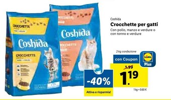 Lidl Coshida Crocchette Per Gatti Coshida Con Pollo, Manzo E Verdure O Con Tonno E Verdure offerta